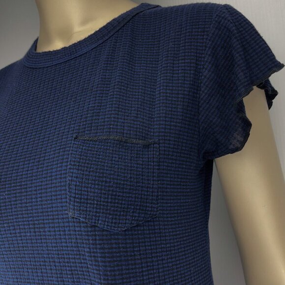 BDG Casual Textured Stripes Stretch Fit-and-flare Navy Blue Black Mini Dress S - Picture 2 of 6